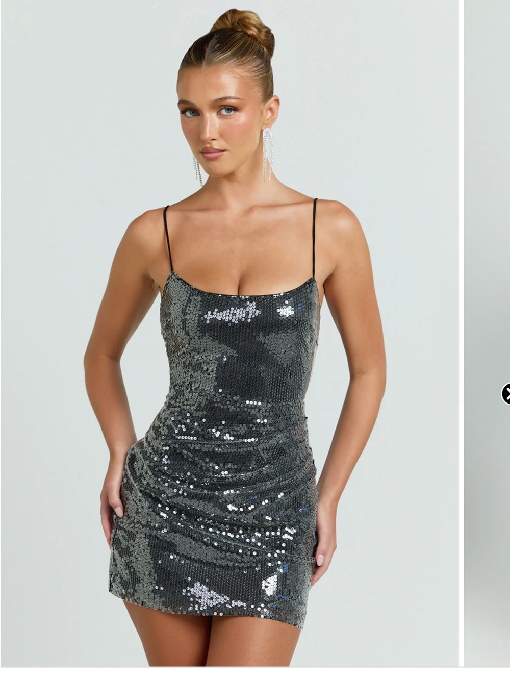Showpo Silver Sequin Blake Mini Dress